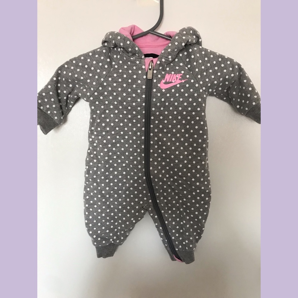 Nike baby girl zip up hooded sleeper